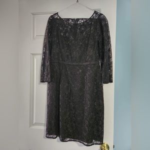 Tahari Black Lace Cocktail Dress 10